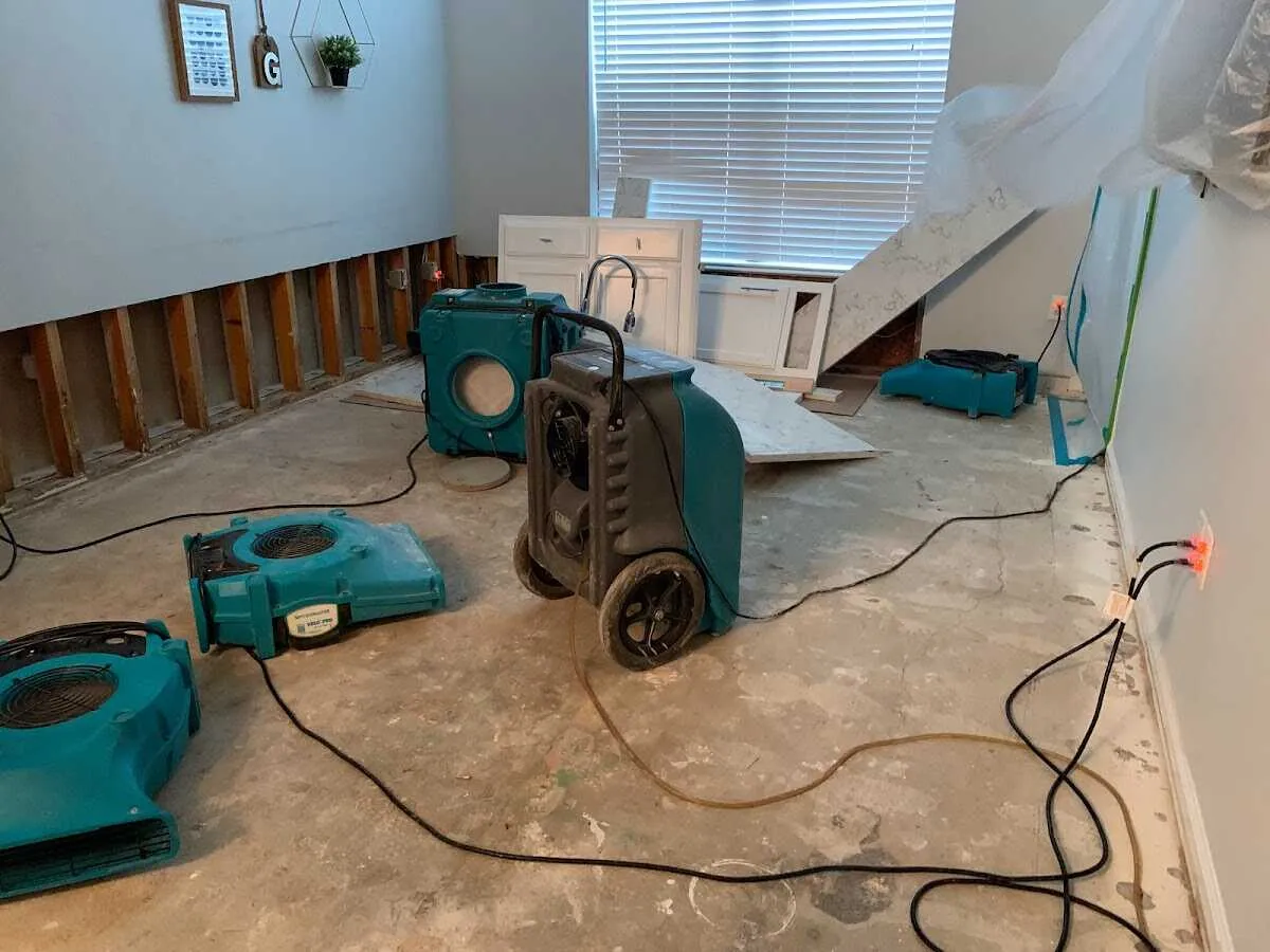 Dehumidifier in flood-cut room for Water Damage Restoration in Temple Terrace